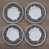 Set of 4 saucers Quality Retired Villeroy & Boch Black/White Anjou Design 4656