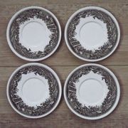 Set of 4 saucers Quality Retired Villeroy & Boch Black/White Anjou Design 4656