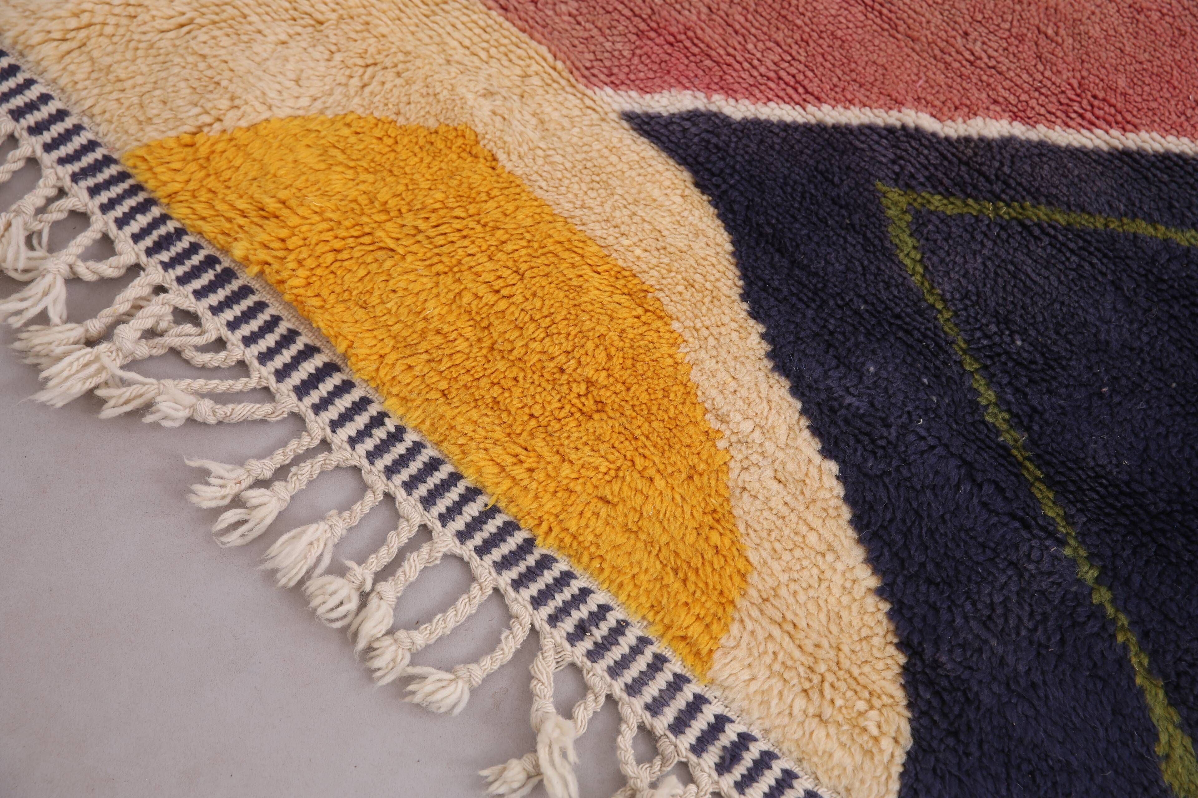 Vintage Abstract Beni Merirt Rug 180 x 225 cm, Beni Ourain Rug, Boho Rug
