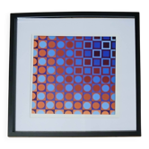 Tableau Vintage Art Optique - Victor Vasarely - Frame 40x40cm.