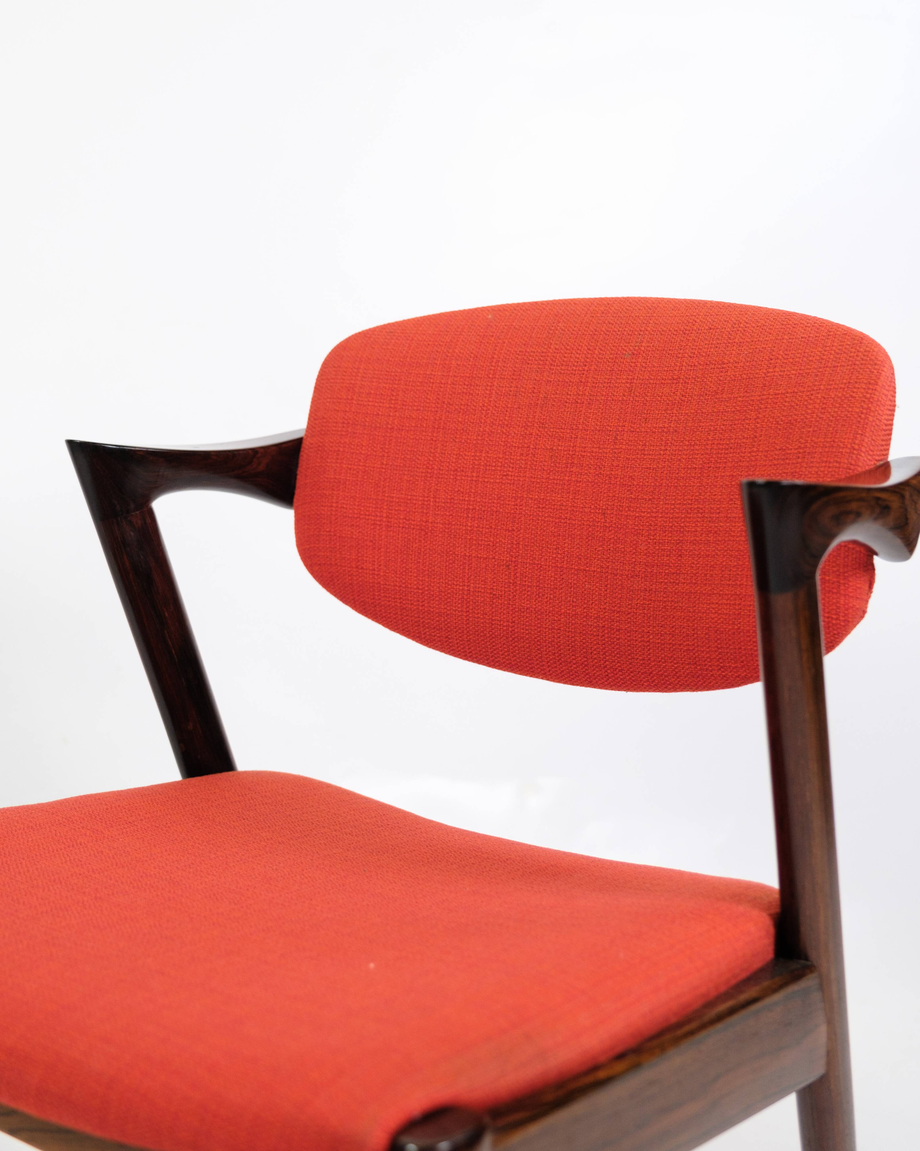 Set Of 6 Dining Chairs Model 42 Made In Rosewood By Kai Kristiansen From 1960s