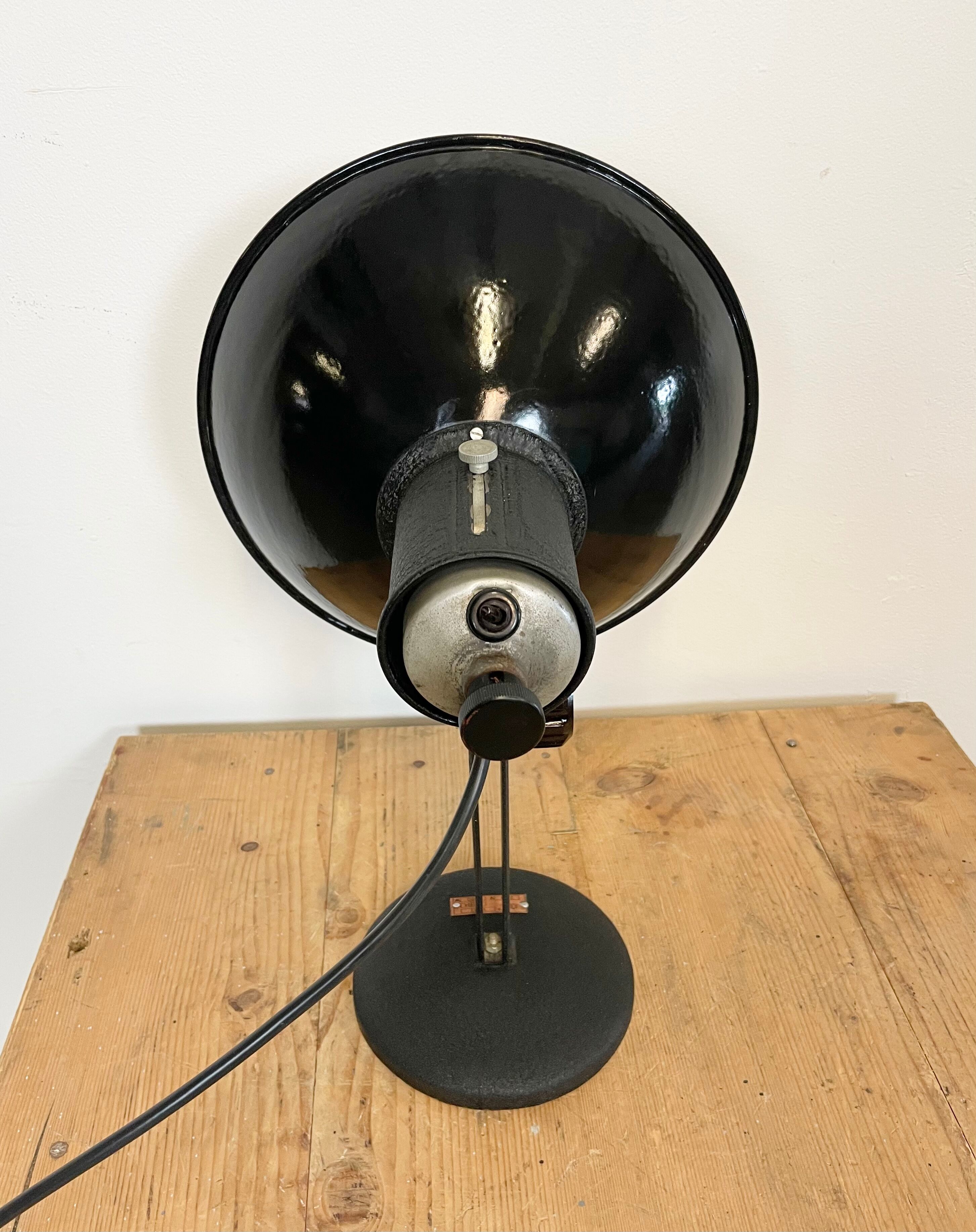 Industrial black enamel table lamp, 1950