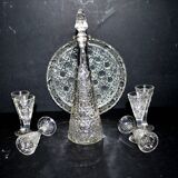 Service à liqueur ancien en verre moulé, Allemagne