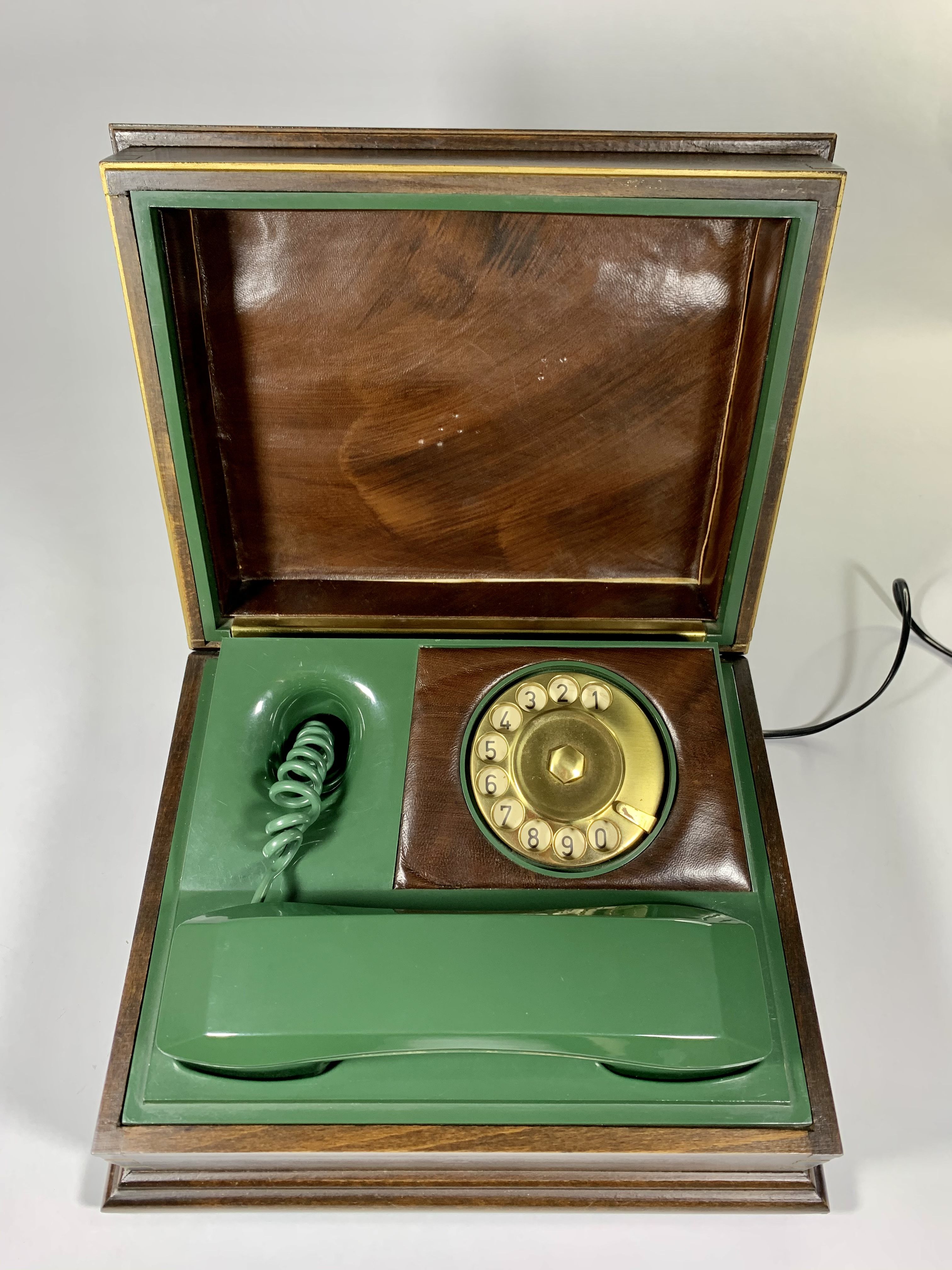 Telcer vintage italian phone chest in solid wood and bakelite - italian design circa 1960-1970