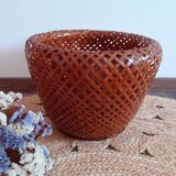 Very pretty woven bamboo plant pot from the 60s