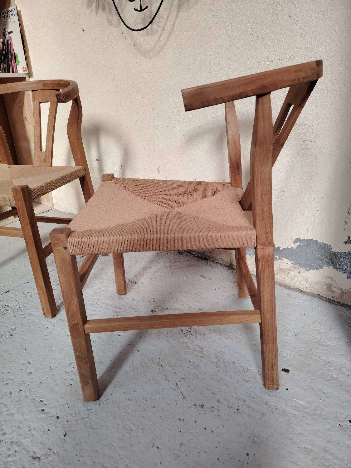 Paire de chaises style "Wishbone" – Chêne & cordage