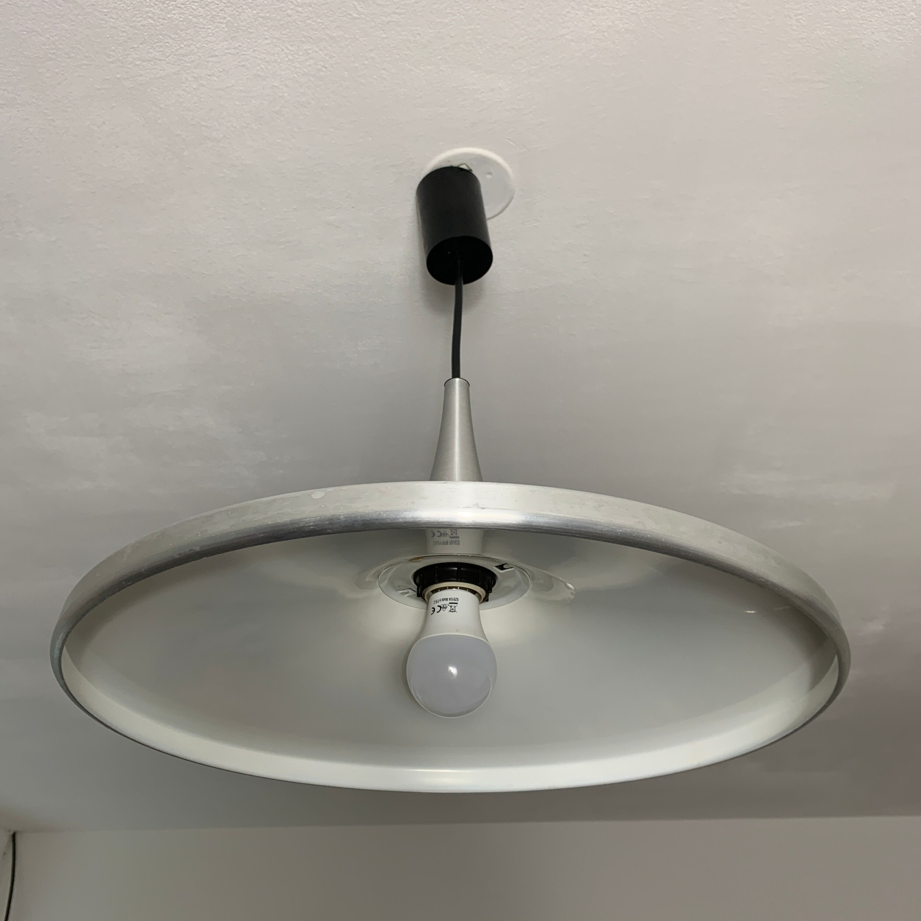 Erco vintage aluminum brushed scandinavian space age style suspension