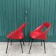 Paire de fauteuils Skaï rouge 1970