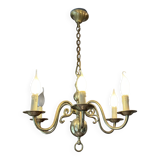 6-branch chandelier in gilded brass