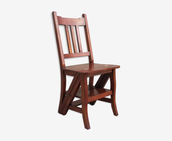 Chaise escabeau en acajou