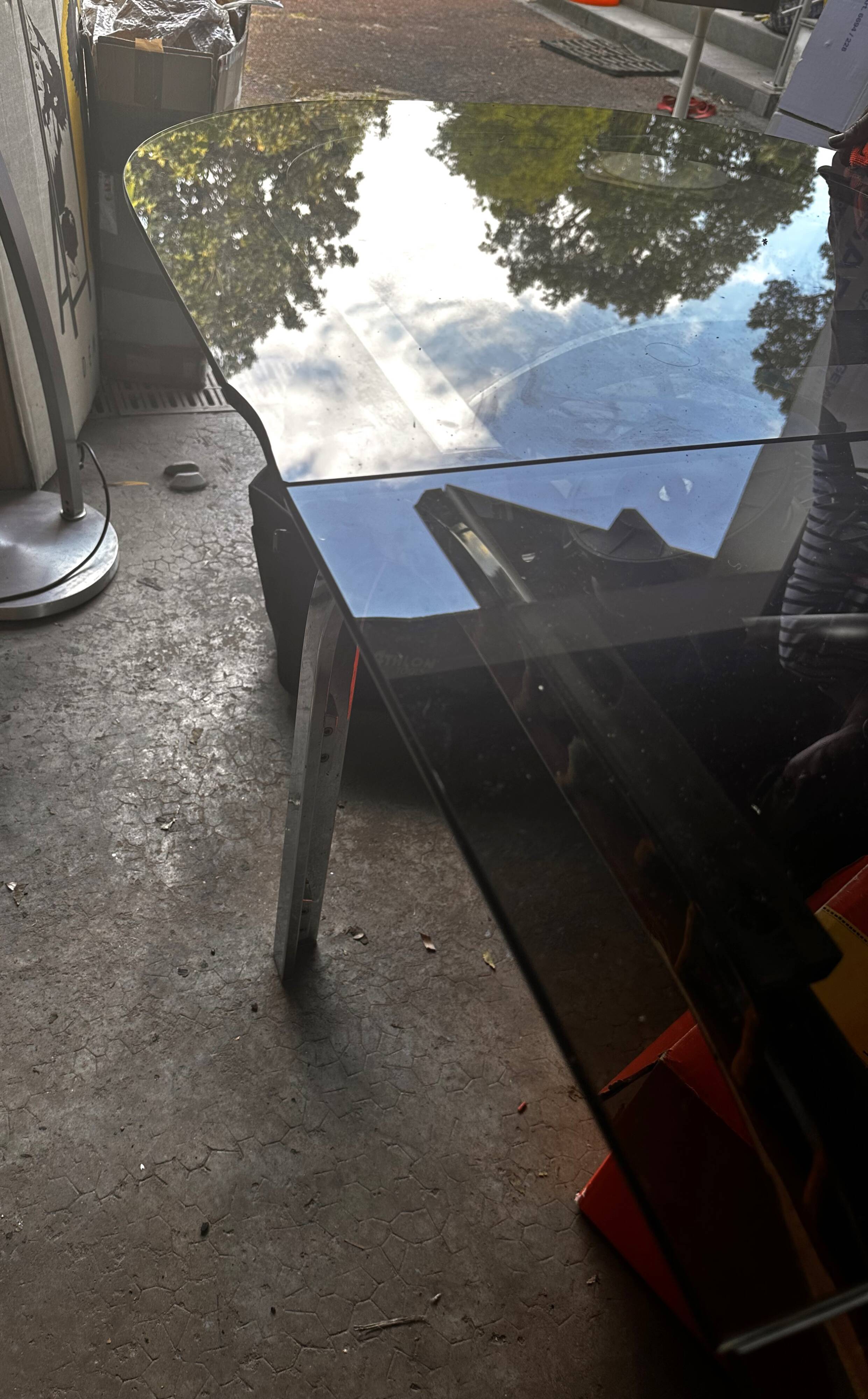 70s dining room set: glass table and 6 chairs
