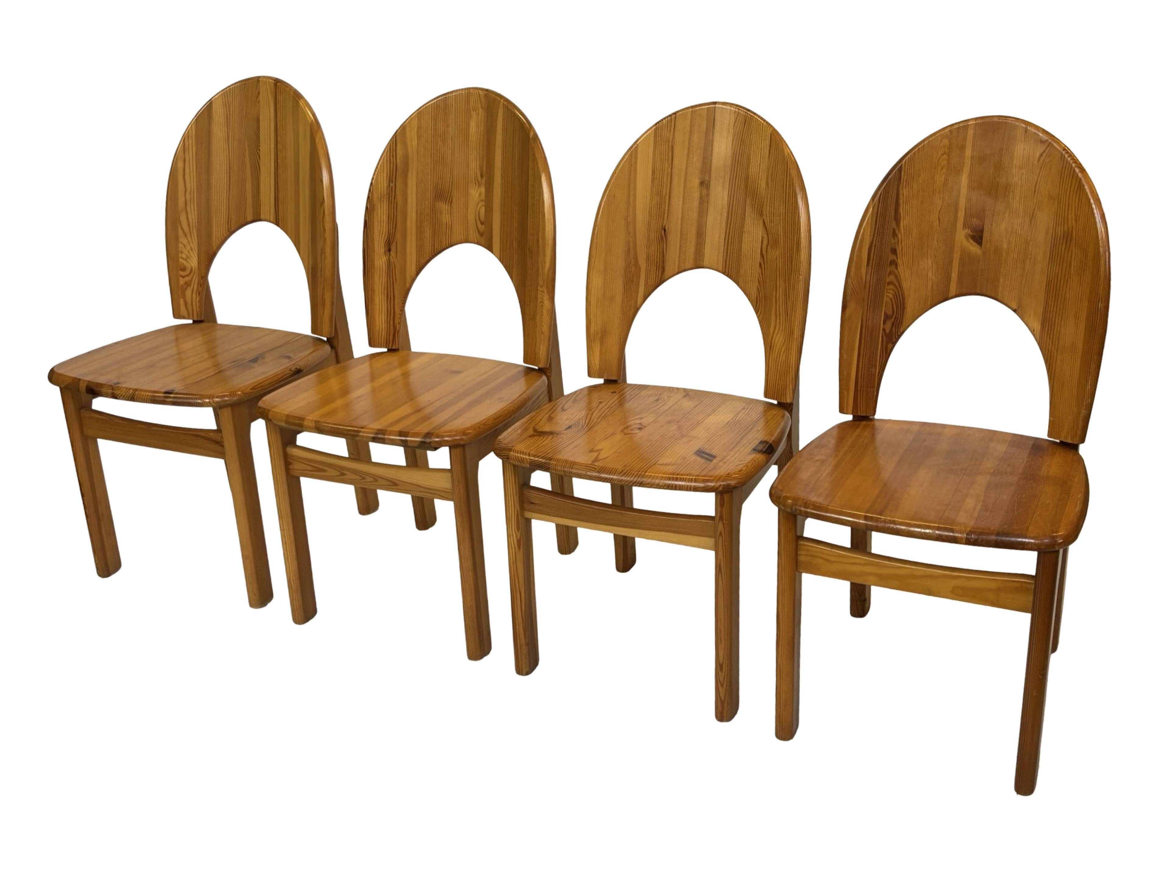 Vintage set of four pinewood chairs Rainer Daumiller minimalist design