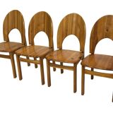 Vintage set of four pinewood chairs Rainer Daumiller minimalist design