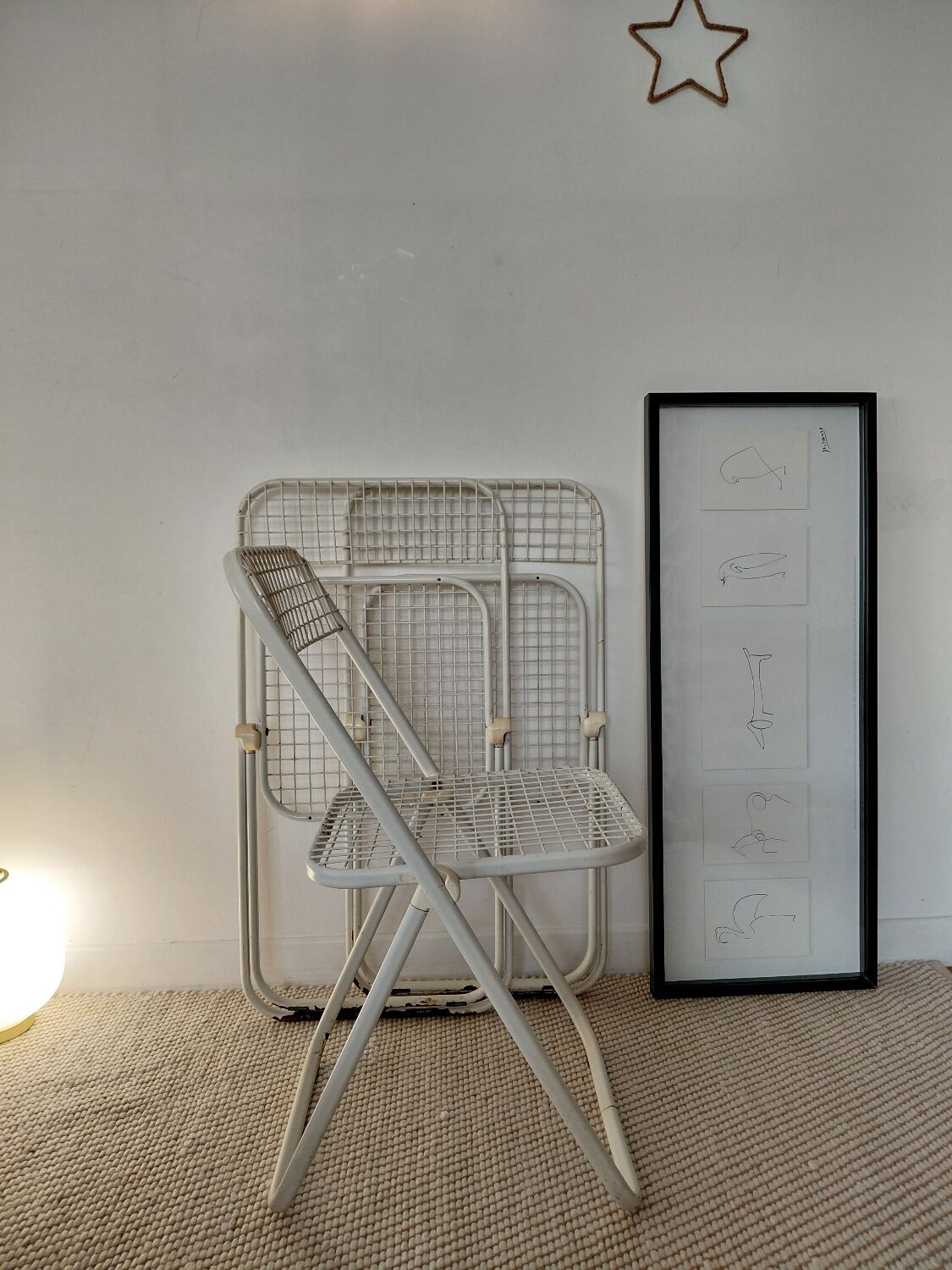 3 vintage folding chairs Talin design Italian 70s - mesh metal