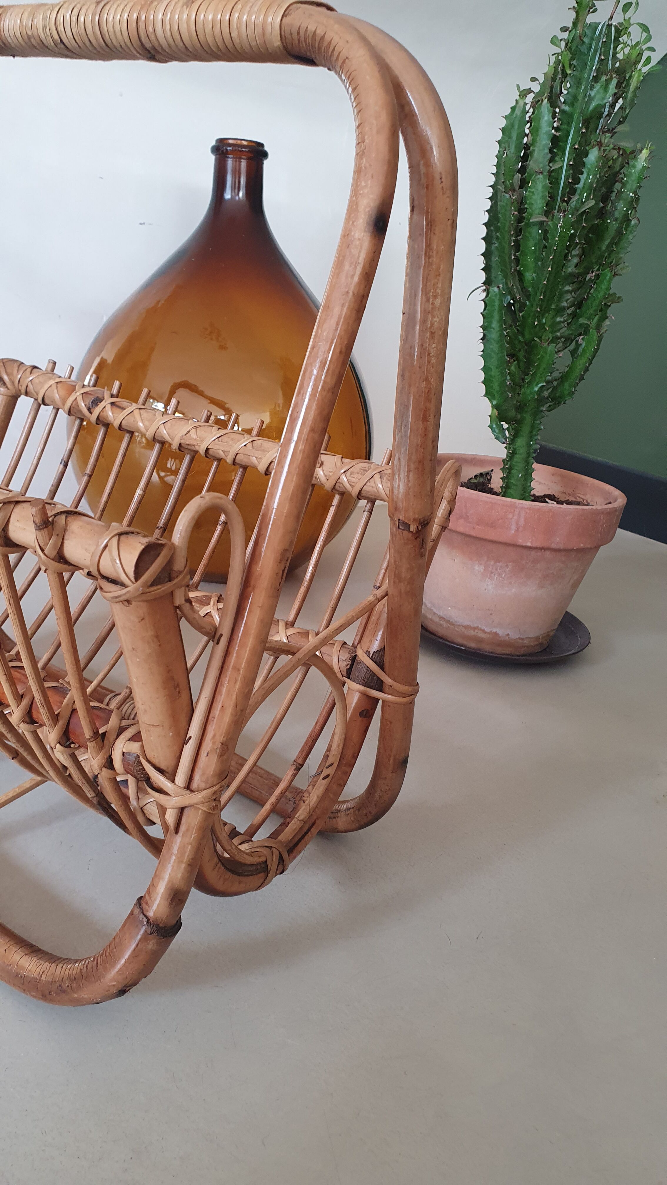 Rattan magazine holder, 1960