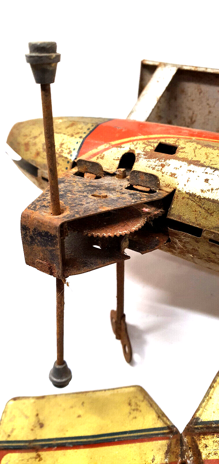 Old jep sheet metal airplane toy united France f252 stork squadron for part