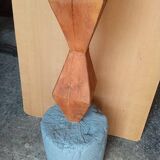 Brutalist ethnic sculpture / Totem, solid wood on base
