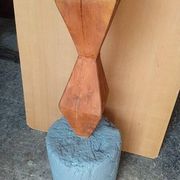 Brutalist ethnic sculpture / Totem, solid wood on base