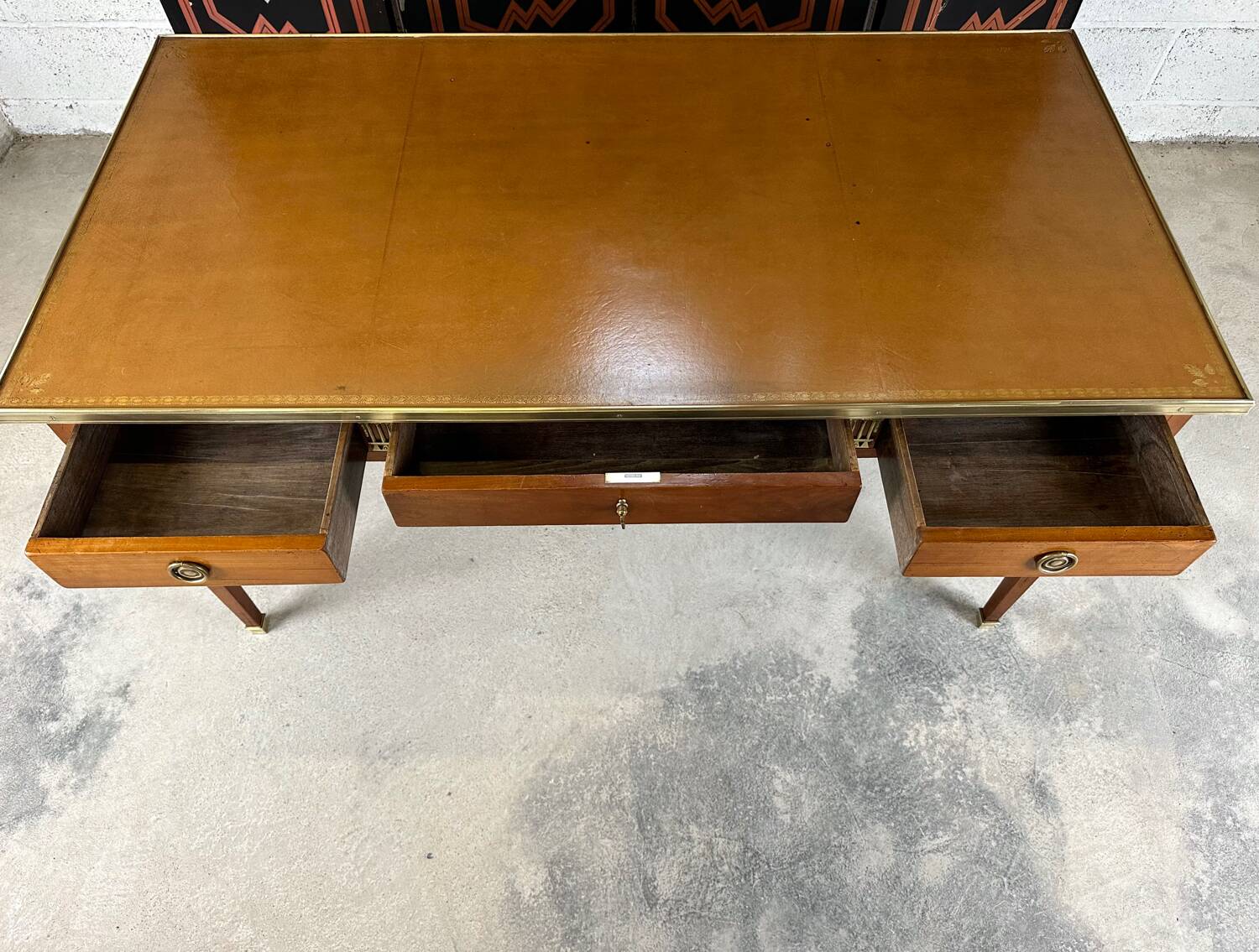 Directoire style flat desk in cherry wood