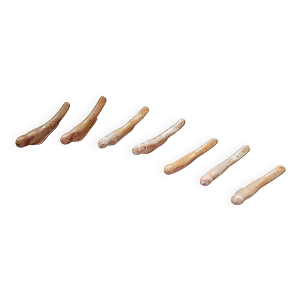 Lot de 7 porte couteaux en grés - oiseaux