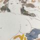 Watercolor in colors signed by alain bonnefoit, nude elongated, 2015