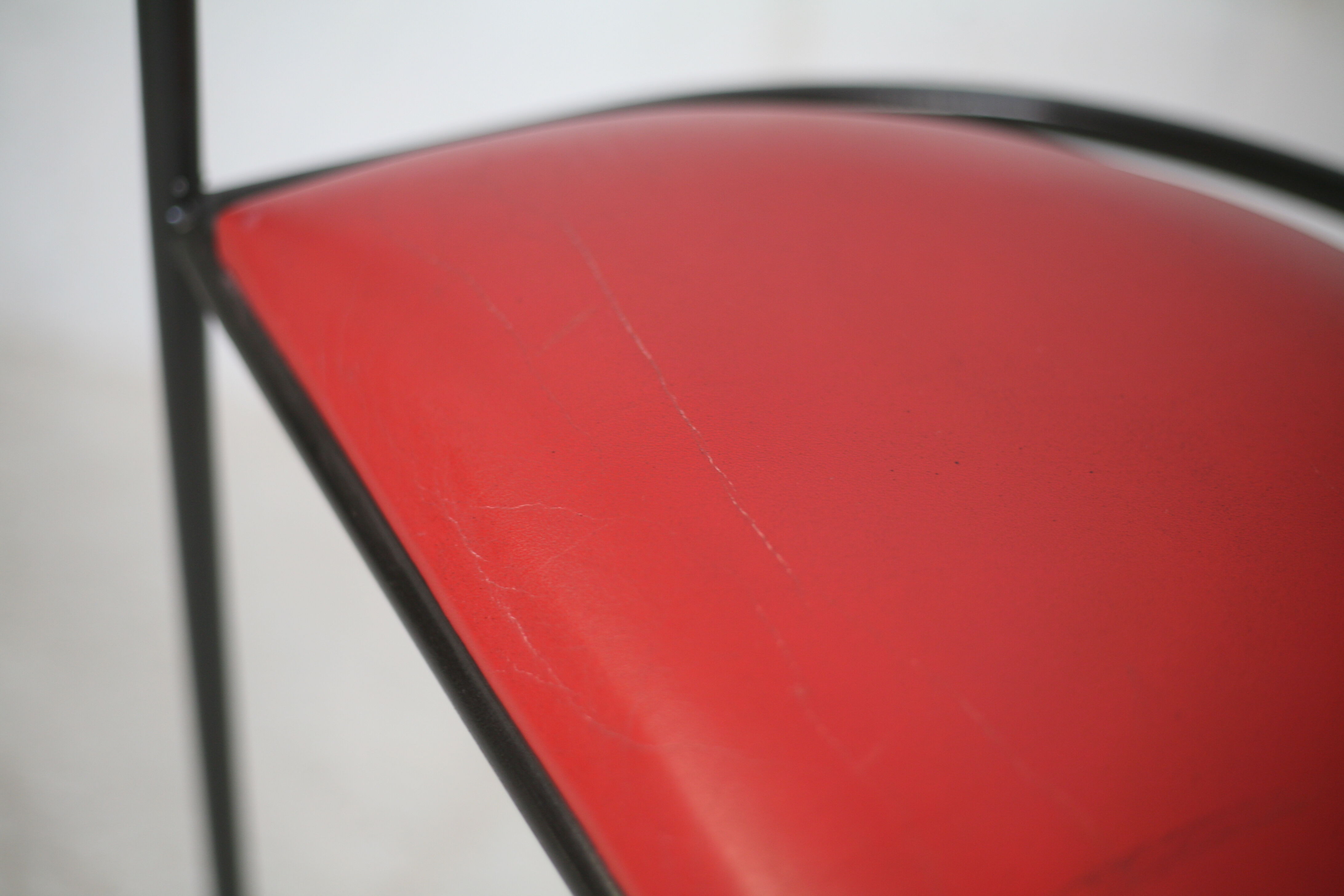 3 armchairs designs steel and leather, France, circa 1980