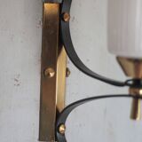 Vintage brass and iron wall light from the 1960s, Arlus.