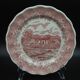 5 red English Landscape pattern dinner plates