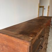 Large wooden workshop cabinet with 16 drawers, antique from the early 1900s.