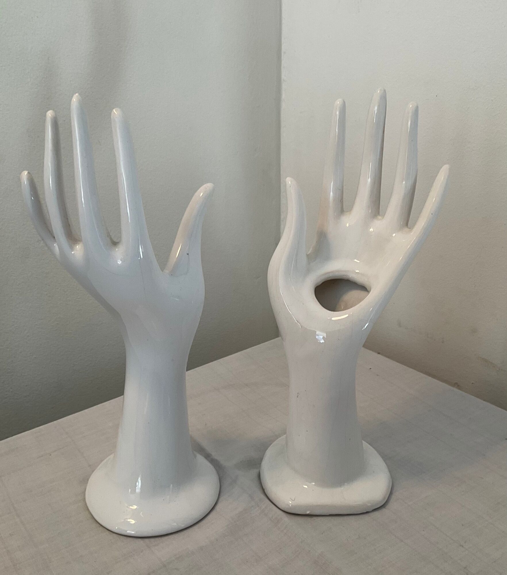 Pair of ceramic hand soliflores vases 70s