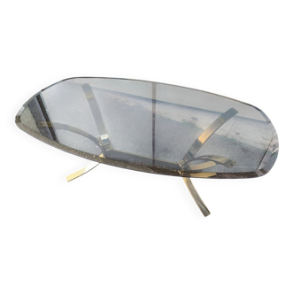 Roger Sprunger coffee table in gold chrome and smoked glass