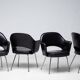 Set of 4 Saarinen executive chairs for Knoll in original black leather.