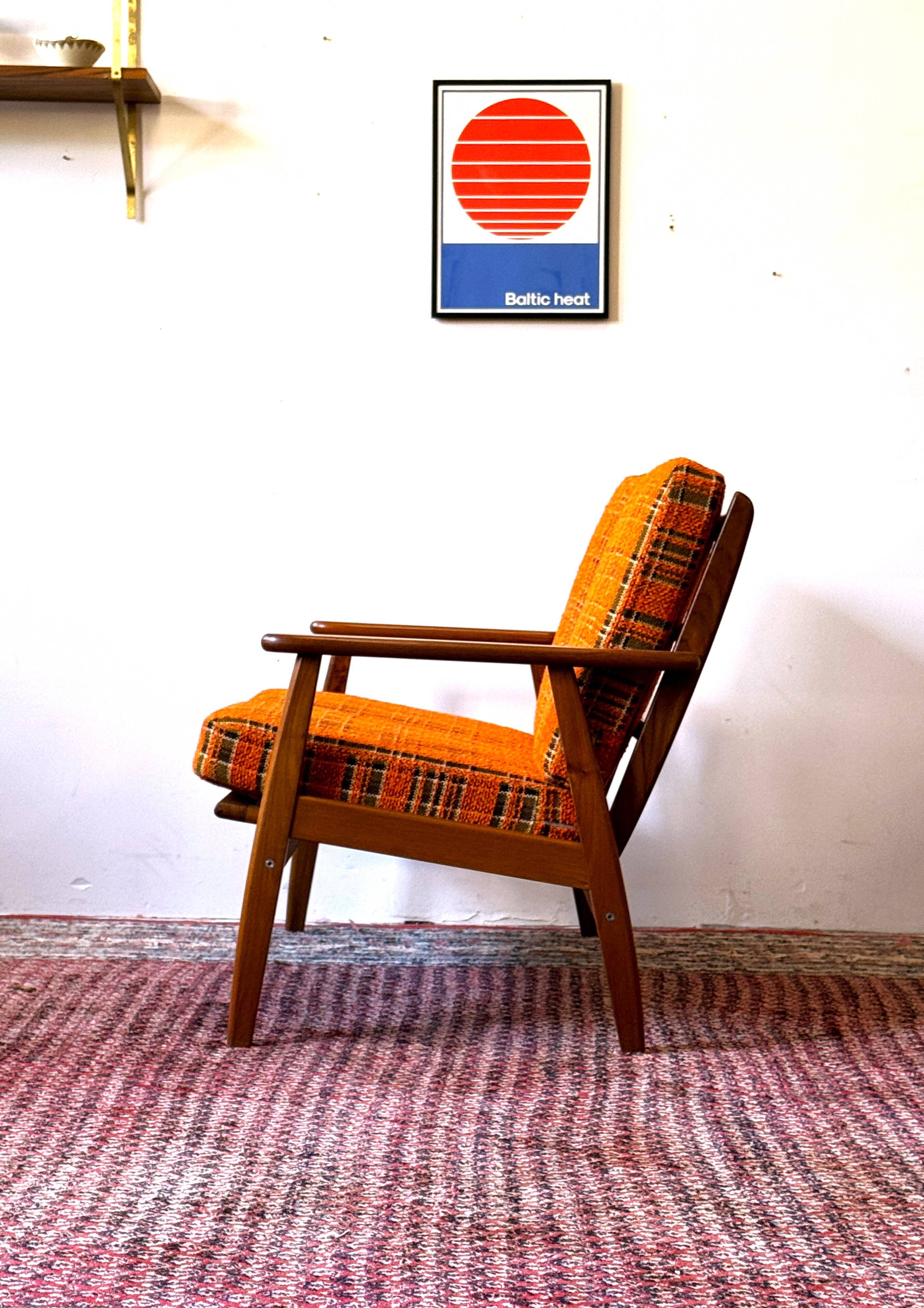 Teak and wool sofa, Denmark 60s/70s, vintage, mid-c modern