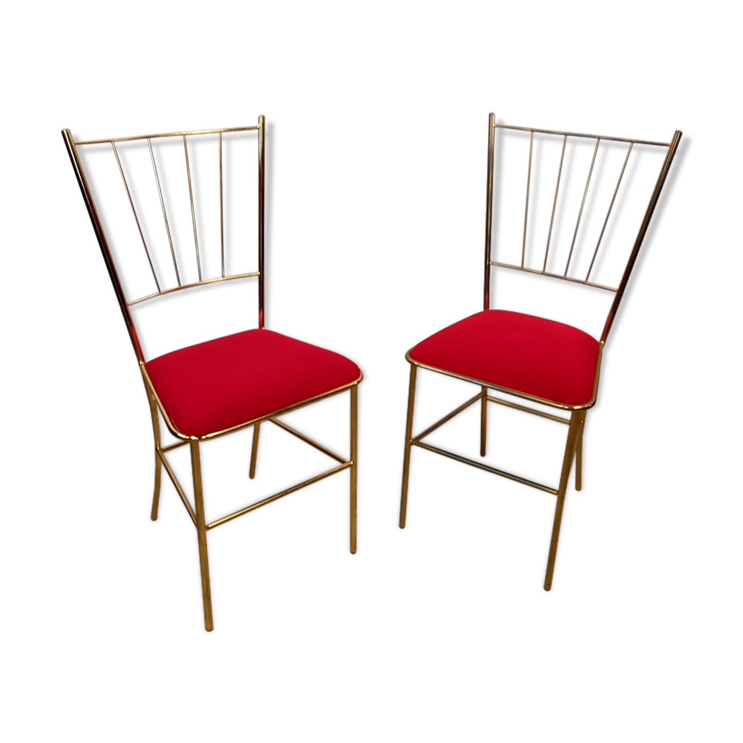 Duo of vintage gold metal chairs