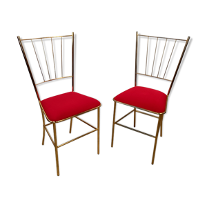 Duo de chaises vintage métal doré