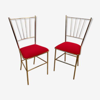 Duo of vintage gold metal chairs