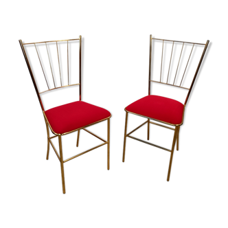 Duo of vintage gold metal chairs