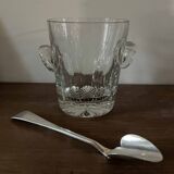 Ice bucket "Cristal de Paris" + spoon with multiple hallmarks