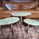 Marble nesting table with brass legs
