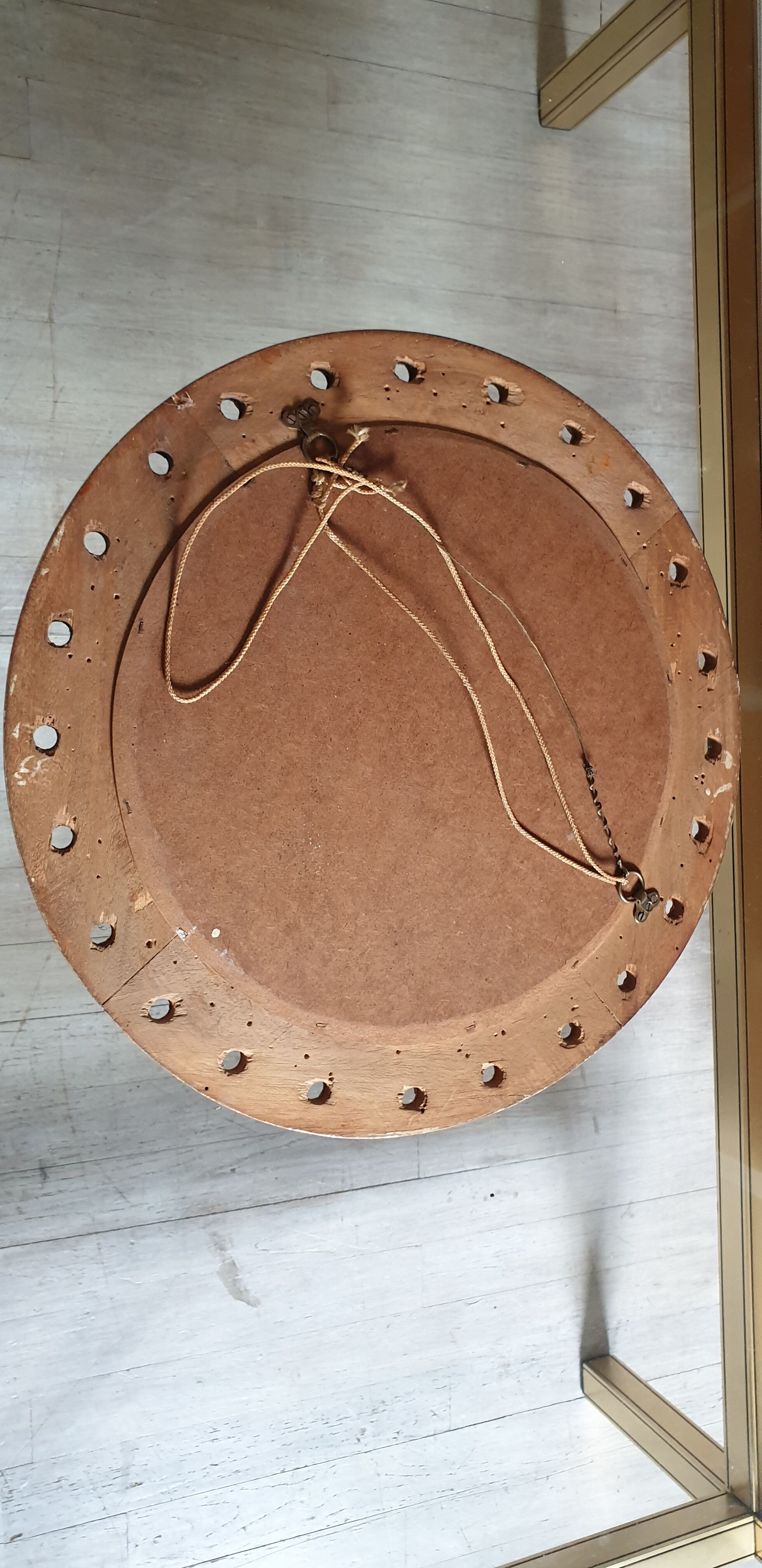 Carved golden witch mirror