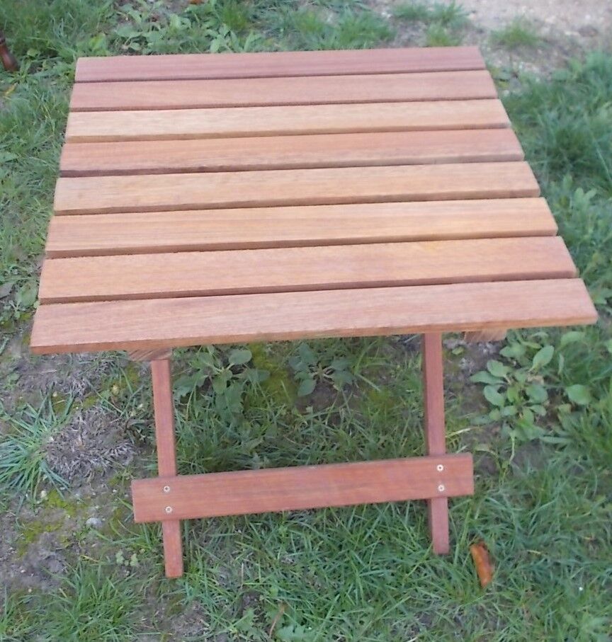 Wooden slatted side table