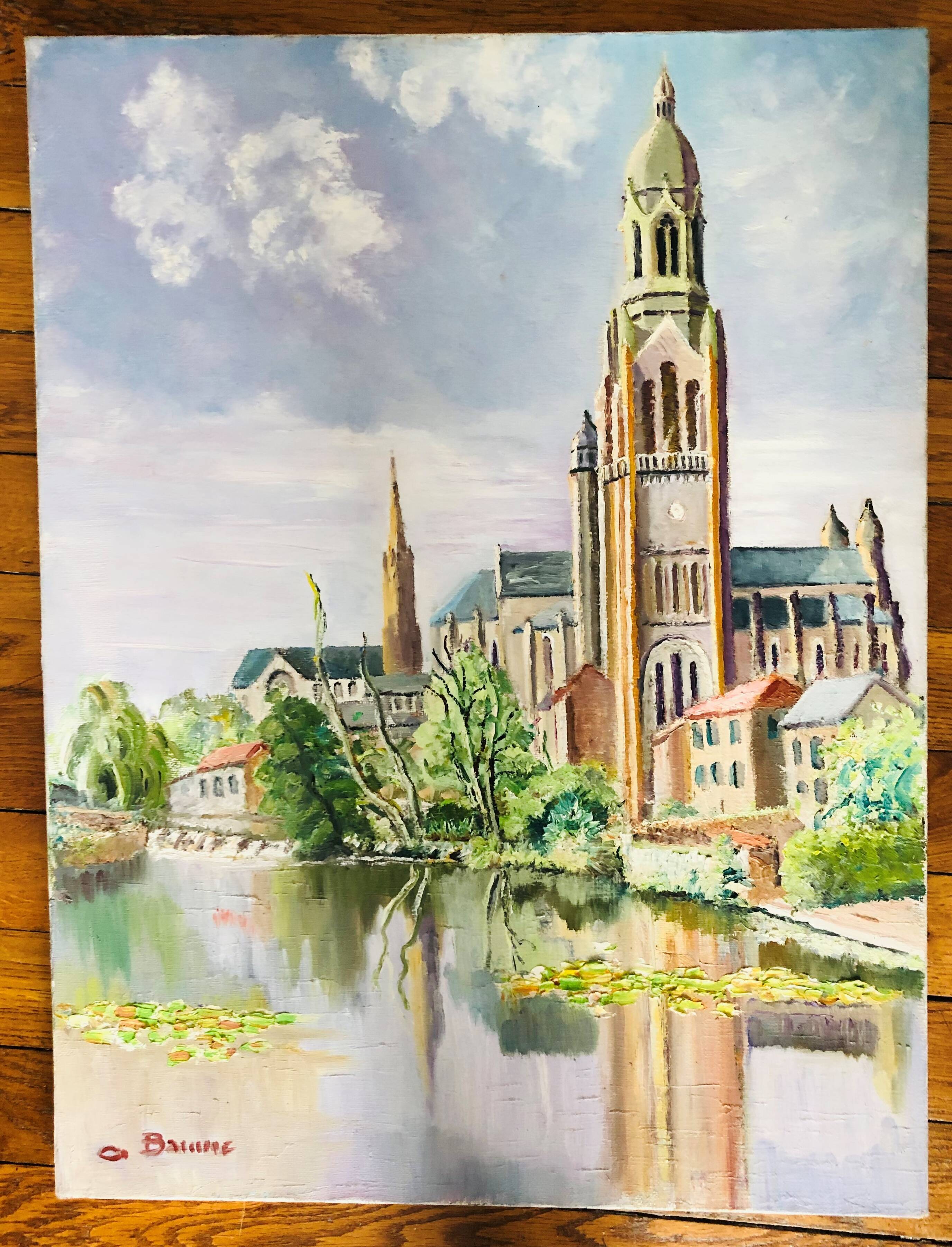 Oil on canvas - Cathedral by the river