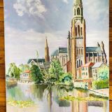 Oil on canvas - Cathedral by the river