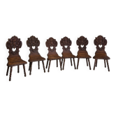 6 chaises anciennes en bois massif style Henri II