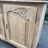 Louis XV sideboard renovated in raw oak and marquetry 3 doors 180cm