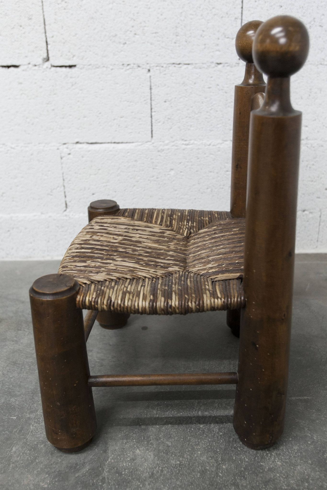 Chaise enfant 1960 chêne et osier