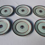 6 Cake plates Limoges porcelain Raynaud Jumièges Vieux Rouen D19.3cm