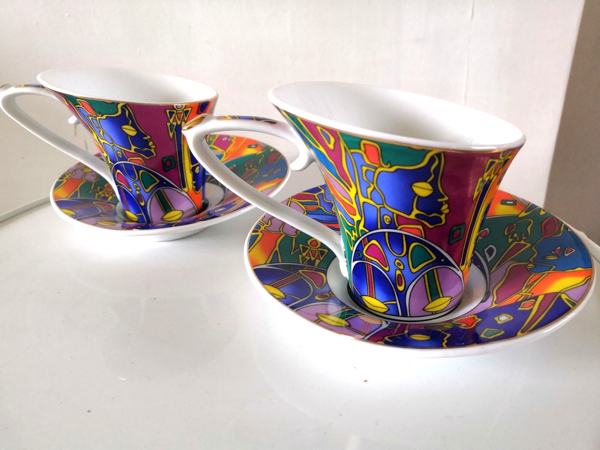 Paire de tasses et soucoupes design so french, décor du galion