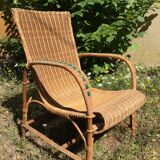 Wicker and rattan armchair 60s