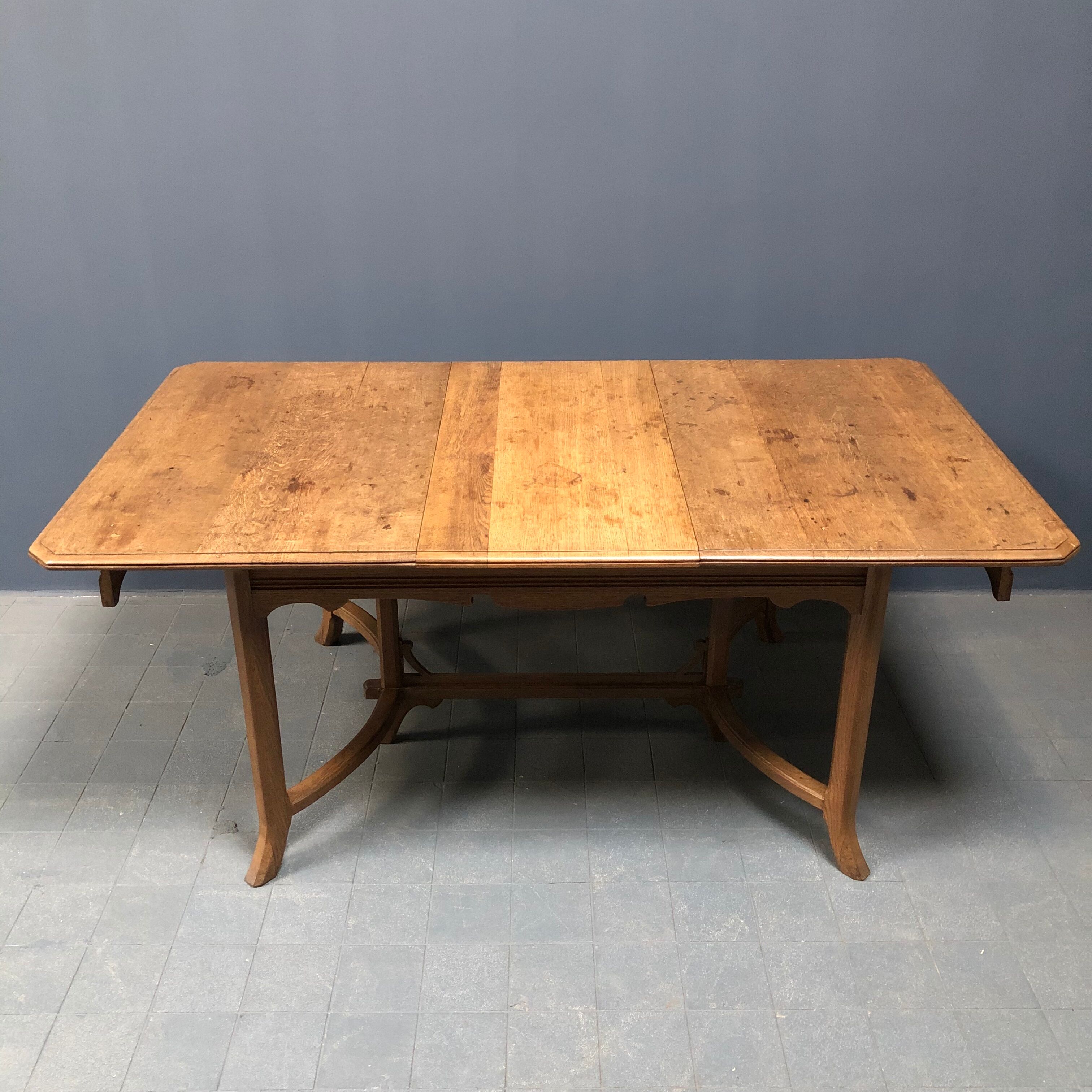 Dutch oak kitchen table in art deco style from the 1930s
